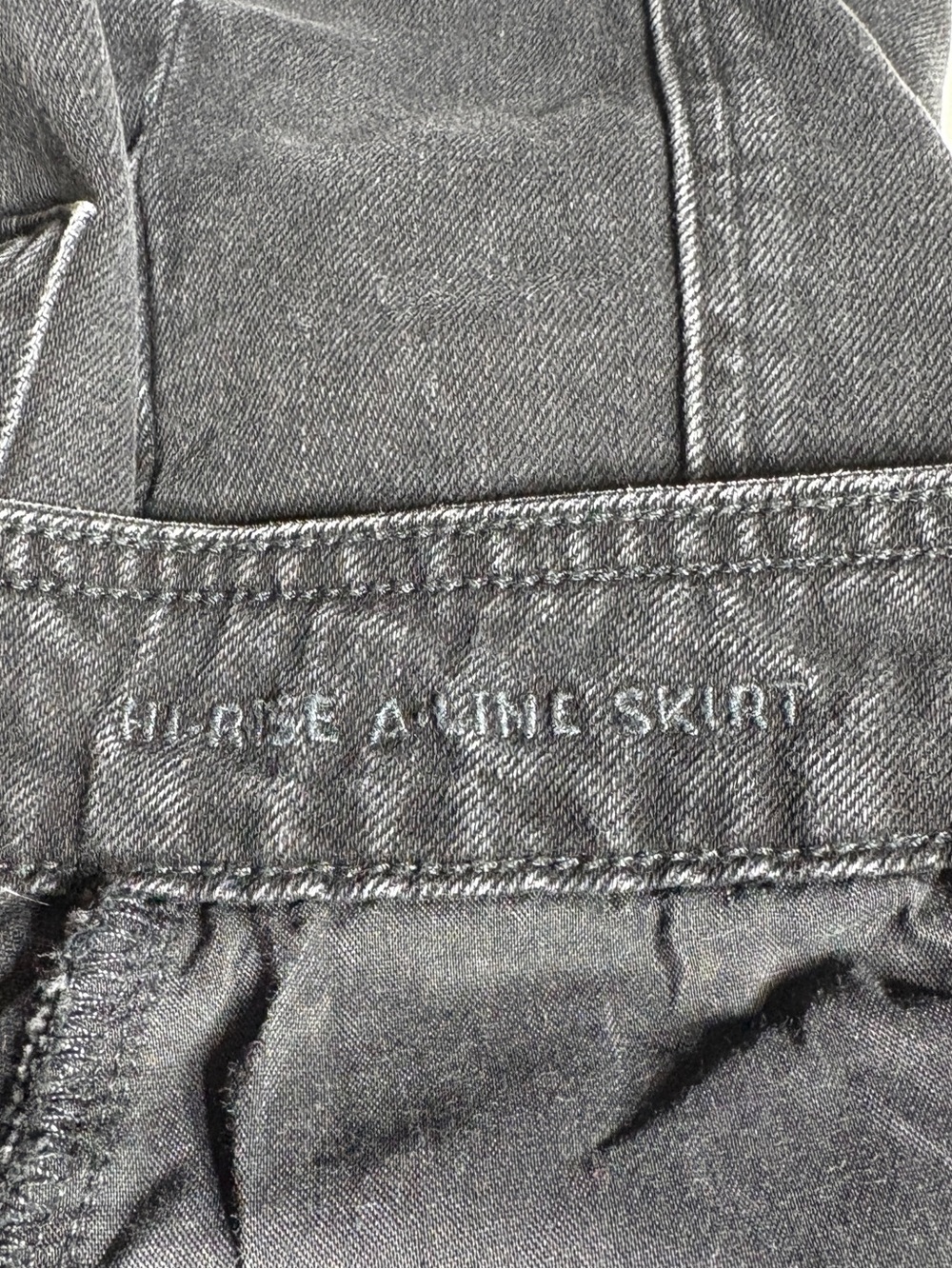 American Eagle High Waisted Button Fly Seam Detail A Line Denim Mini Skirt - Picture 5 of 7